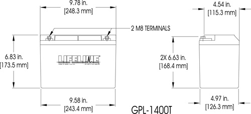 GPL-1400T RV Starting Battery Specifications