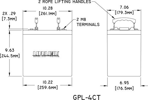 Lifeline GPL-4CT Specs GPL-4CT Marine Battery Specifications