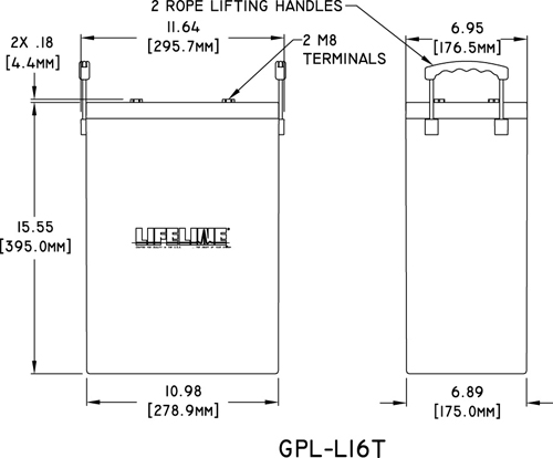 GPL-L16 Marine Battery Specifications Lifeline GPL-L16 Product Specs