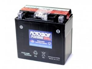 A MotoCross Yuasa YTX14-BS Motorcycle Battery
